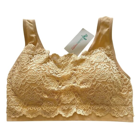 Taupe Lace Sports Bralette L Zenana Outfitters Lightweight Comfortable Fit Bra - Picture 1 of 9